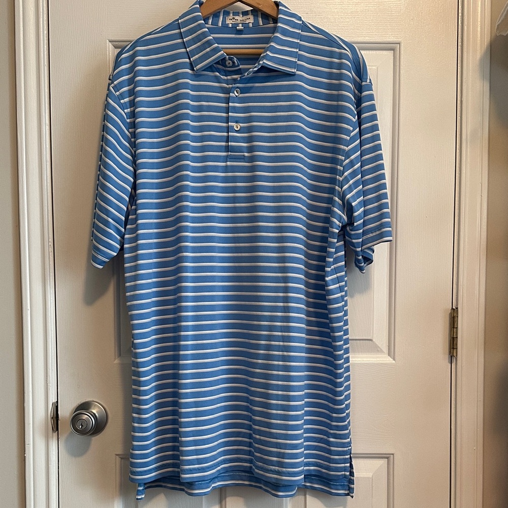 Peter Millar Sky Blue and White Polo Shirt
